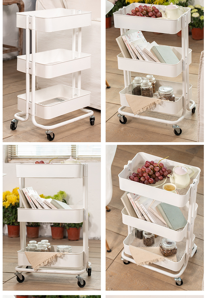 Kitchen storage rack, trolley, floor-standing trolley, multi-layer storage rack, multi-functional microwave oven rack, storage rack pic 12