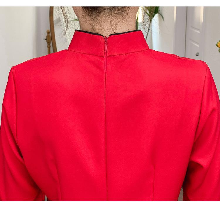 国潮国朝气质可爱女孩印花修身连衣裙2023春季新款改良年轻款旗袍详情4