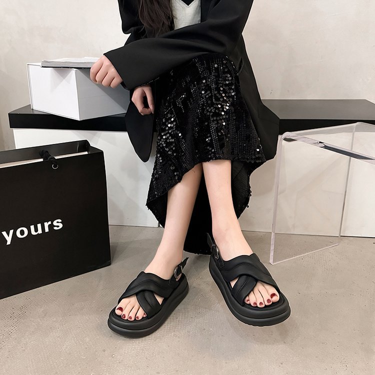 厚底凉鞋女式2024年夏季新款法式复古洋气舒适防滑时尚沙滩罗马鞋详情25