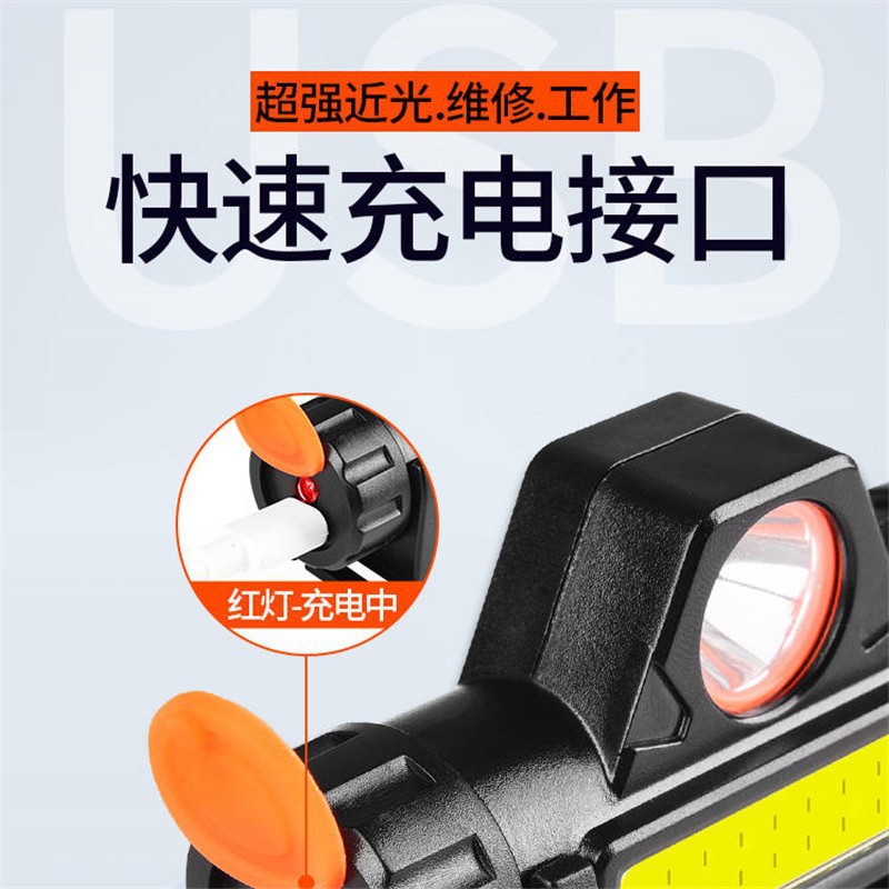 USB charging headlamp, COB strong headlamp, 5W head-mounted outdoor new night fishing headlamp pic 4