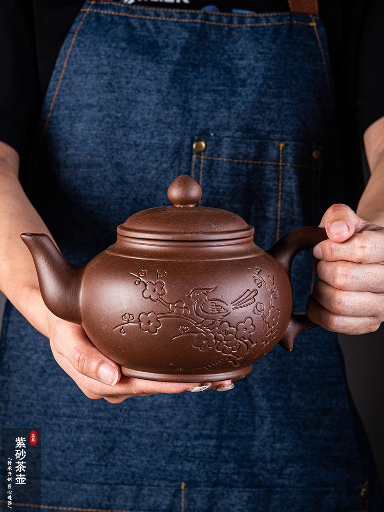 Purple clay teapots, large-sized brewing teapots, large-capacity semi-handcrafted single teapots, household tea sets, tea cup sets, one piece for consignment pic 9