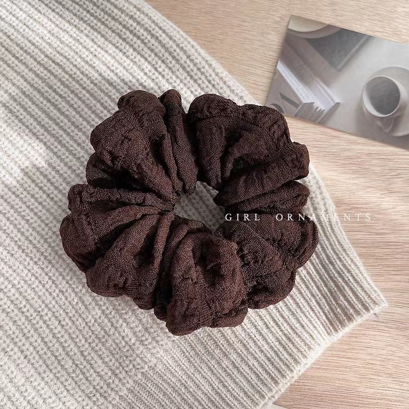 New solid color bubble wrinkle soft large intestine hair band Korean style simple pleated retro Internet celebrity all-in-one fat intestine band for women pic 20