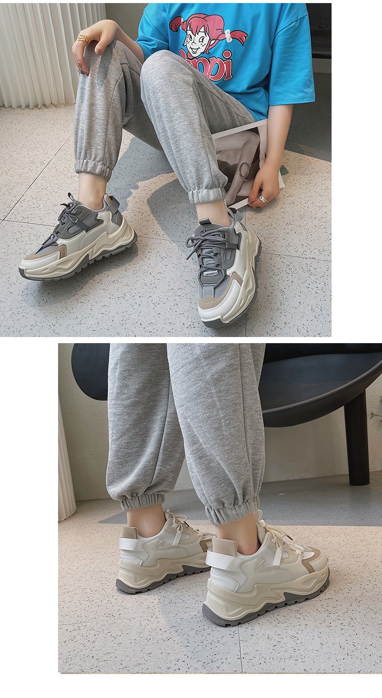 韩版潮流透气老爹鞋女2022夏季厚底增高网红原宿风休闲女式运动鞋详情11