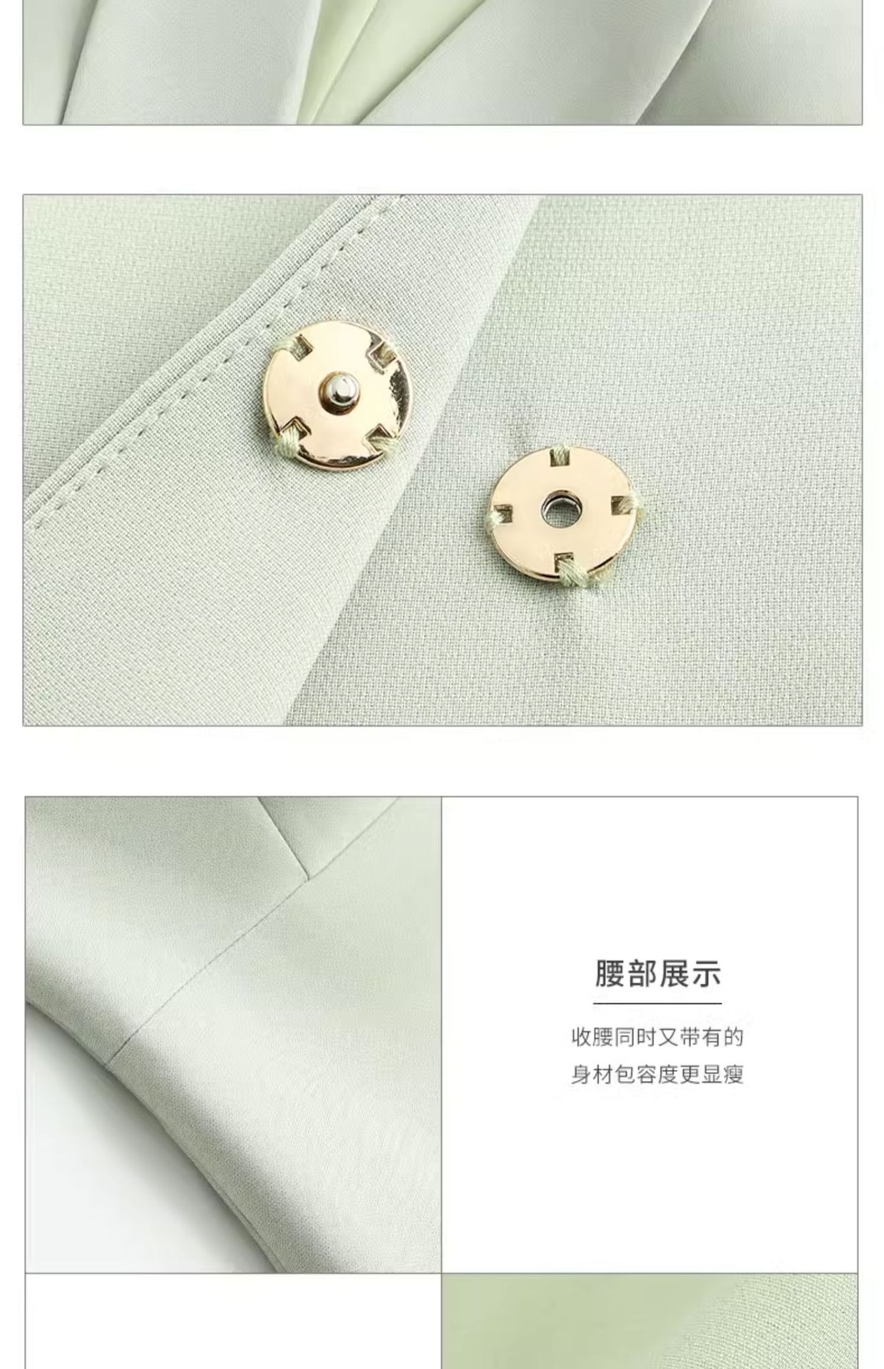 职业装春秋连衣裙女正式场合绿色西装裙气质时尚主持人中长a字裙详情15