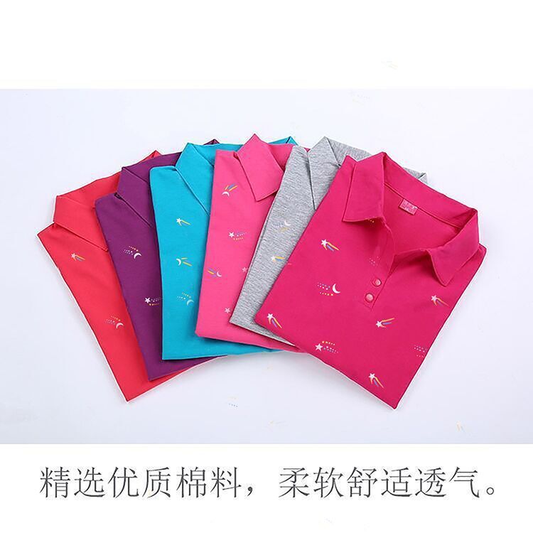 夏装新款妈妈翻领短袖棉T恤衫中老年女装大码T恤衫中年女士上衣详情12