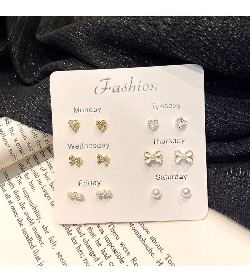 六对装925银针珍珠爱心套装耳钉女小香风气质简约网红耳环耳饰品详情15