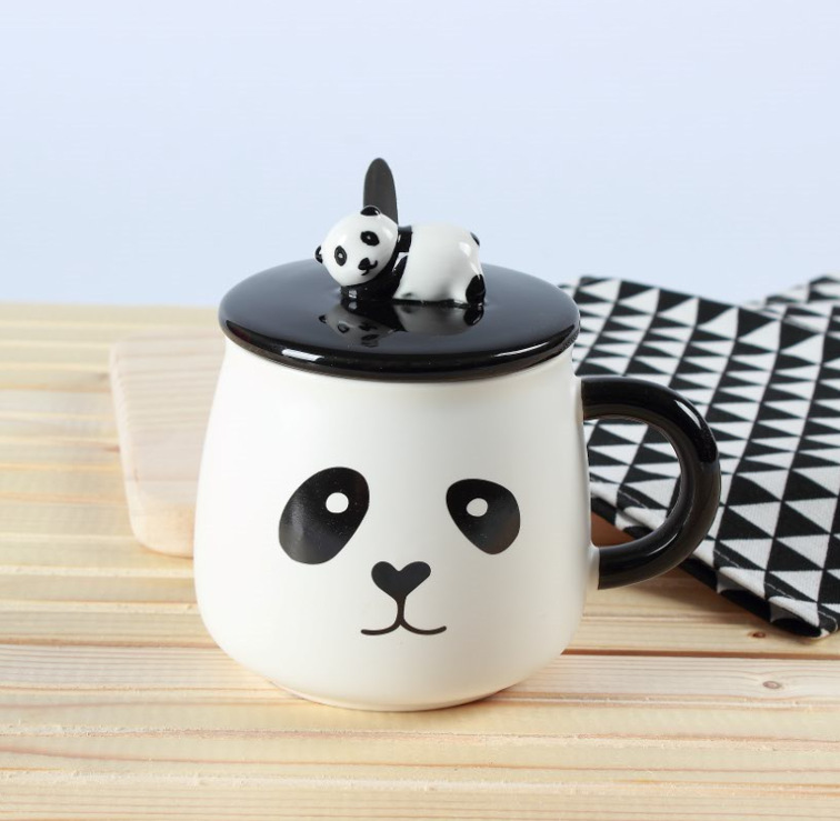Home use, high appearance level, cartoon creativity, cute covered spoon, animal panda, ceramic mug, student dormitory office pic 4