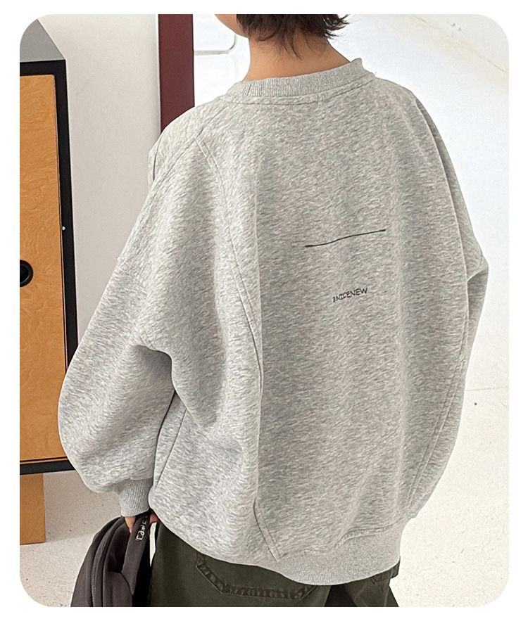 儿童男女童纯色套头圆领宽松时尚绣花百搭长袖卫衣上衣详情13