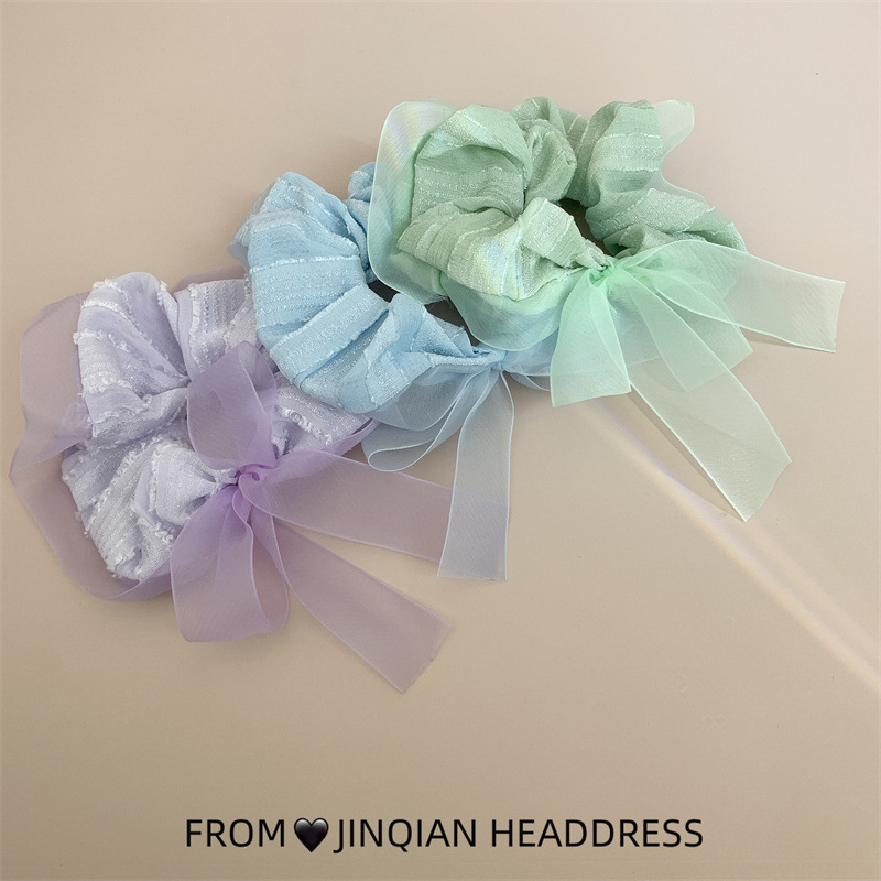 国潮系列甜美欧根纱飘带大肠发圈美少女儿童宝宝发绳可爱蝴蝶结发饰肥肠圈详情6