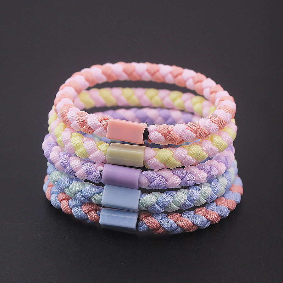 diy base hair bands, simple and colorful braided hair ties, student version macaron-colored rubber bands wholesale ponytail hair accessories pic 3