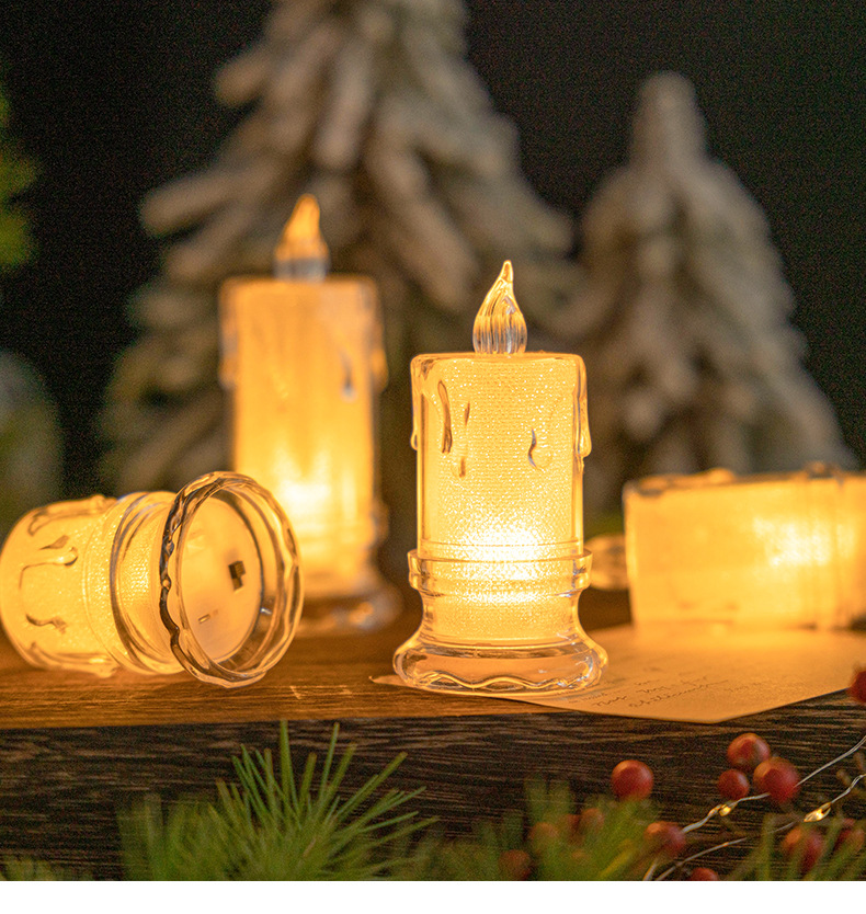 Electronic candles, LED crystal luminous candle lamps, simulated fake candles, proposal and birthday decoration, transparent tear candles pic 1