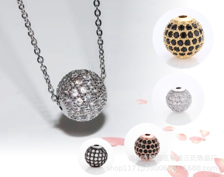 Factory wholesale 10mm beaded zircon copper micro-inlaid accessories, string bead jewelry, DIY bracelet accessories, and partition beads pic 7