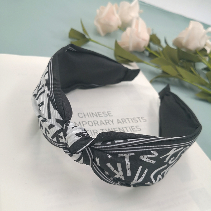 双色拼接印字母中间打结发箍宽边压发发饰欧美网红时尚发卡女详情20