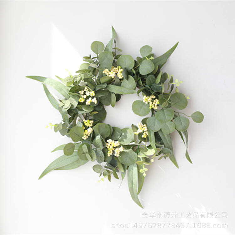 Desheng 2021 Cross-border E-commerce Amazon Spring Color Eucalyptus Leaf Green Fruit Simulation Flower Ring Decoration Manufacturer Wholesale pic 10