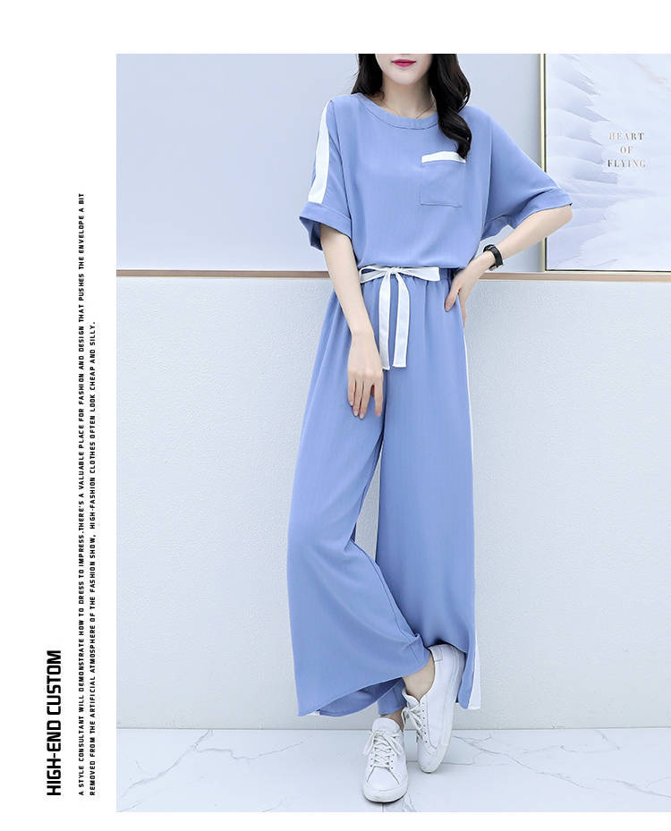 2021 Summer New Korean-style women's fashion wide-leg pants two-piece set, loose and slimming, casual and stylish slimming outfit pic 10