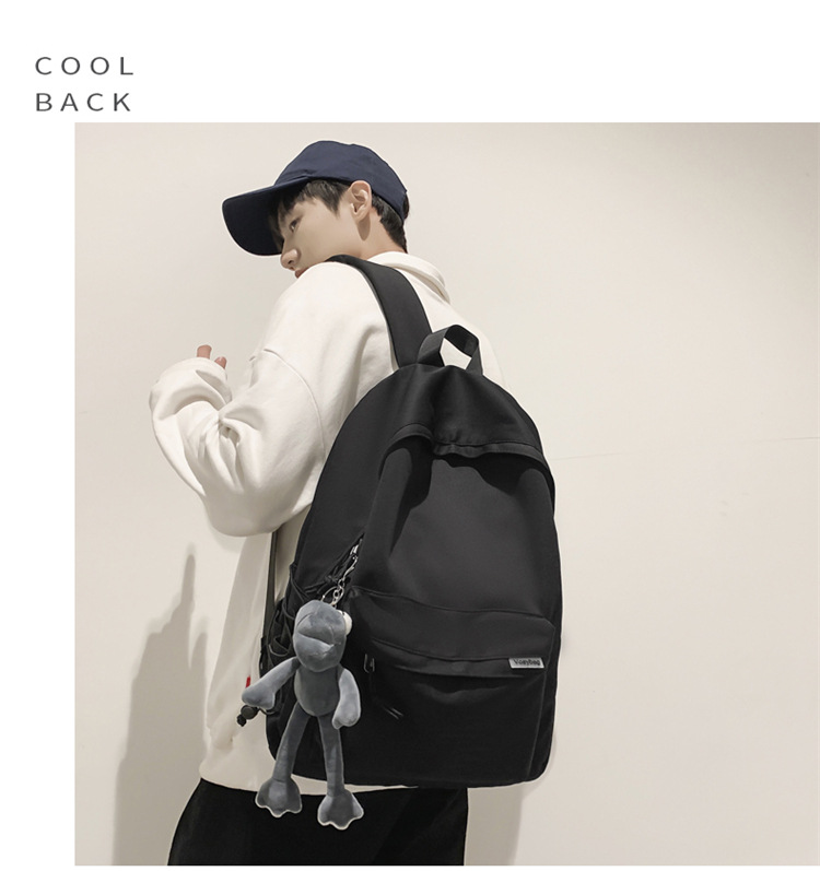 A large-capacity, ins, trendy and cool, canvas, simple grey backpack for boys in junior high school, senior high school and college pic 9