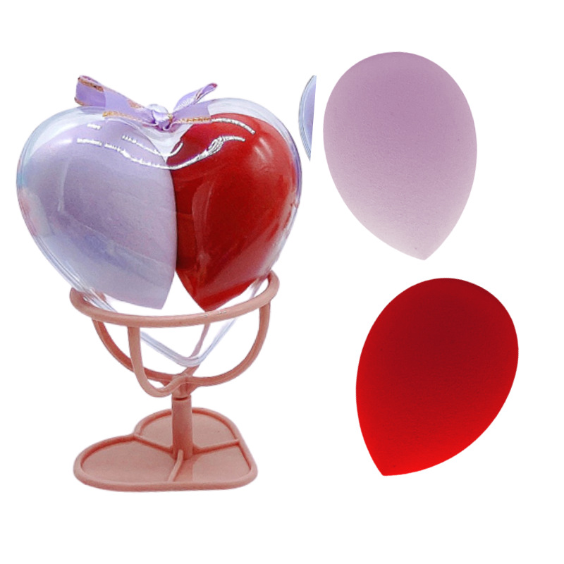 Hot-selling premium beauty egg powder puff, large Q-bouncy gourd water drop, diagonal cut transparent heart-shaped shell, double sponge egg foundation liquid pic 12