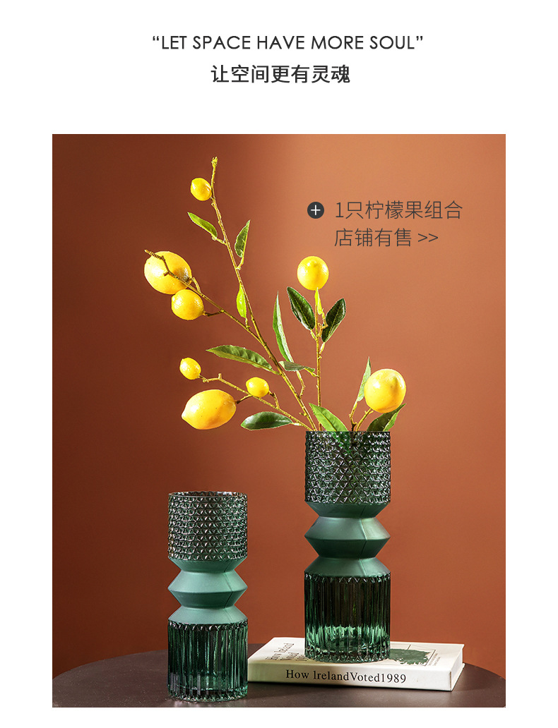 Light luxury vase ornaments, living room flower arrangements, large colored glass water care, Nordic soft decoration, creative and simple Internet flower art pic 6