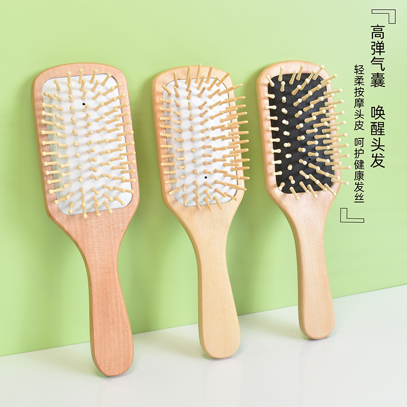 厂家直销荷木中号气垫梳按摩梳木梳按摩气囊梳顺发头皮护理梳子详情2