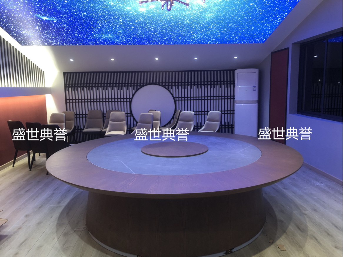 Solid wood electric dining tables and chairs for star-rated hotels in Qingdao, seafood restaurant private rooms, flat-level electric tables with lifting mechanisms pic 11