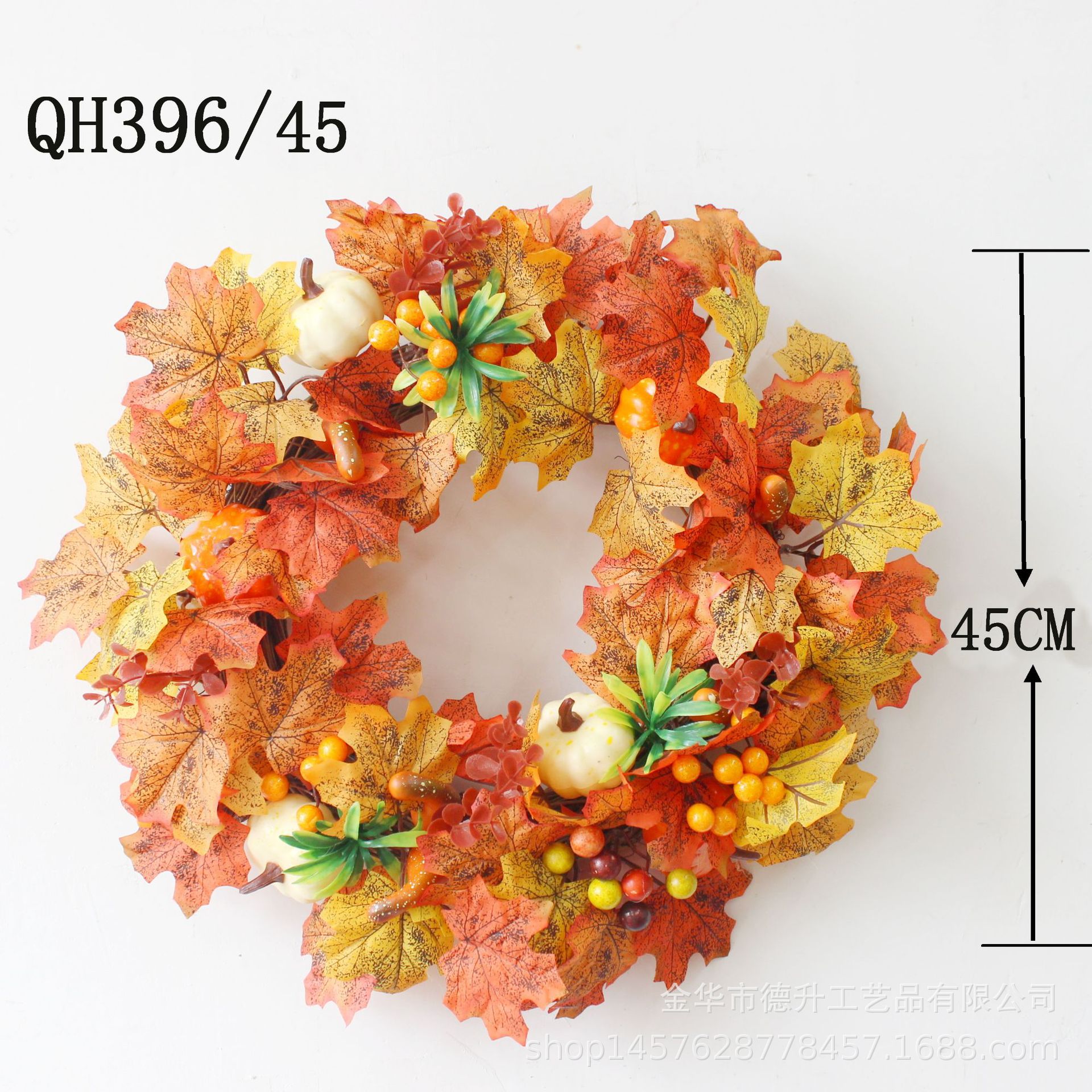 Desheng 2021 Cross-border E-commerce Amazon Autumn Color Gratitude Harvest Festival Pumpkin, Maple Leaf, Berry, Vine Ring and Wreath Decoration pic 2