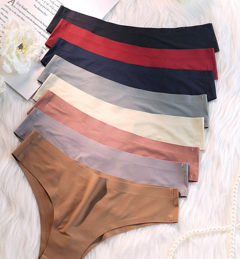 丁字裤女士冰丝无痕一片式中腰裸感舒适无痕透气性感冰丝女士内裤详情7