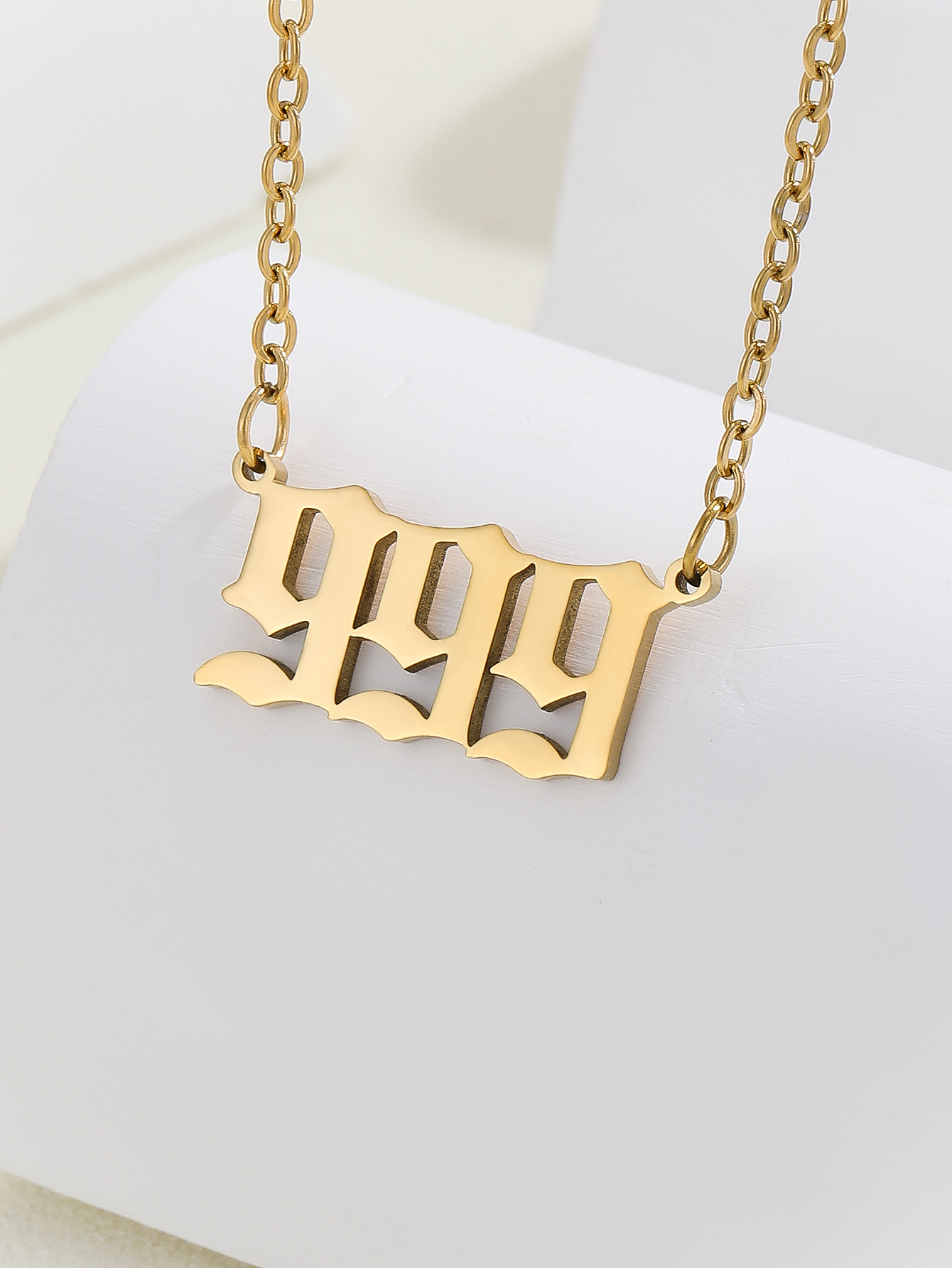 Stainless steel necklace, angel lucky number pendant necklace, men's fashionable necklace, 000-999 sweater chain, women's necklace pic 14