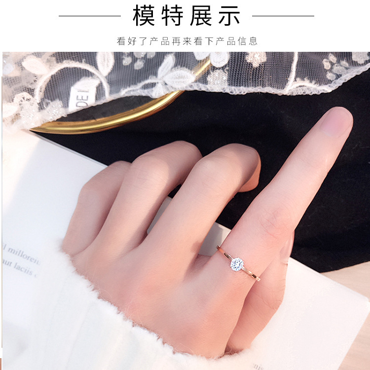 新款简约韩版细戒六爪玫瑰不锈钢戒指钛钢尾戒潮流极细单镶钻饰品详情18