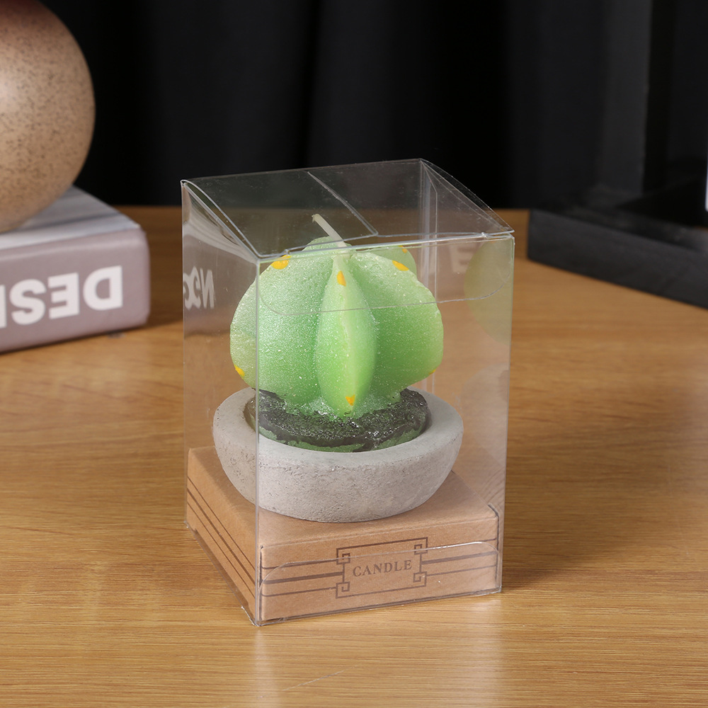 Simulated cactus plant candle, smokeless soybean wax, wedding souvenir, scented candle, single box set, ceramic cup pic 1