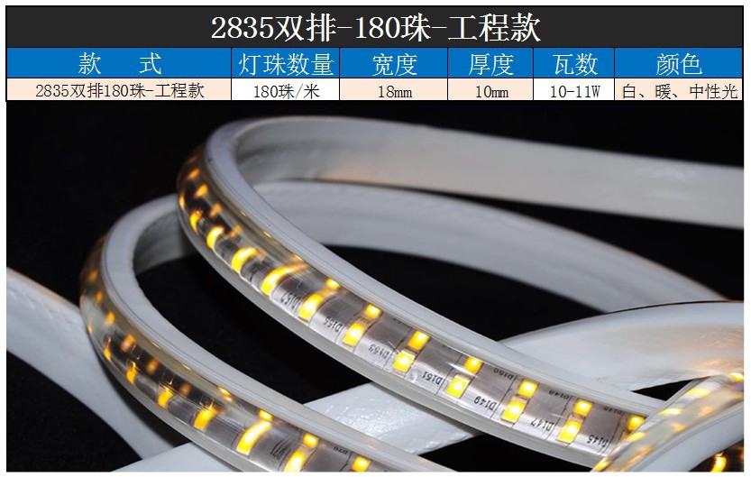 LED light strip waterproof 220V, seven-color double row, three-row 2835, outdoor three-color 5730, construction site household engineering light strip pic 18