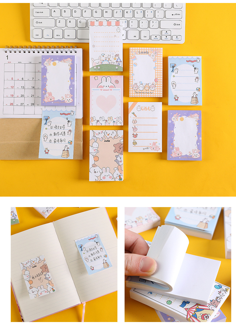 Cute cartoon rabbit memo note book, student notebook, sticky notes that can be torn N times, message notepad pic 11
