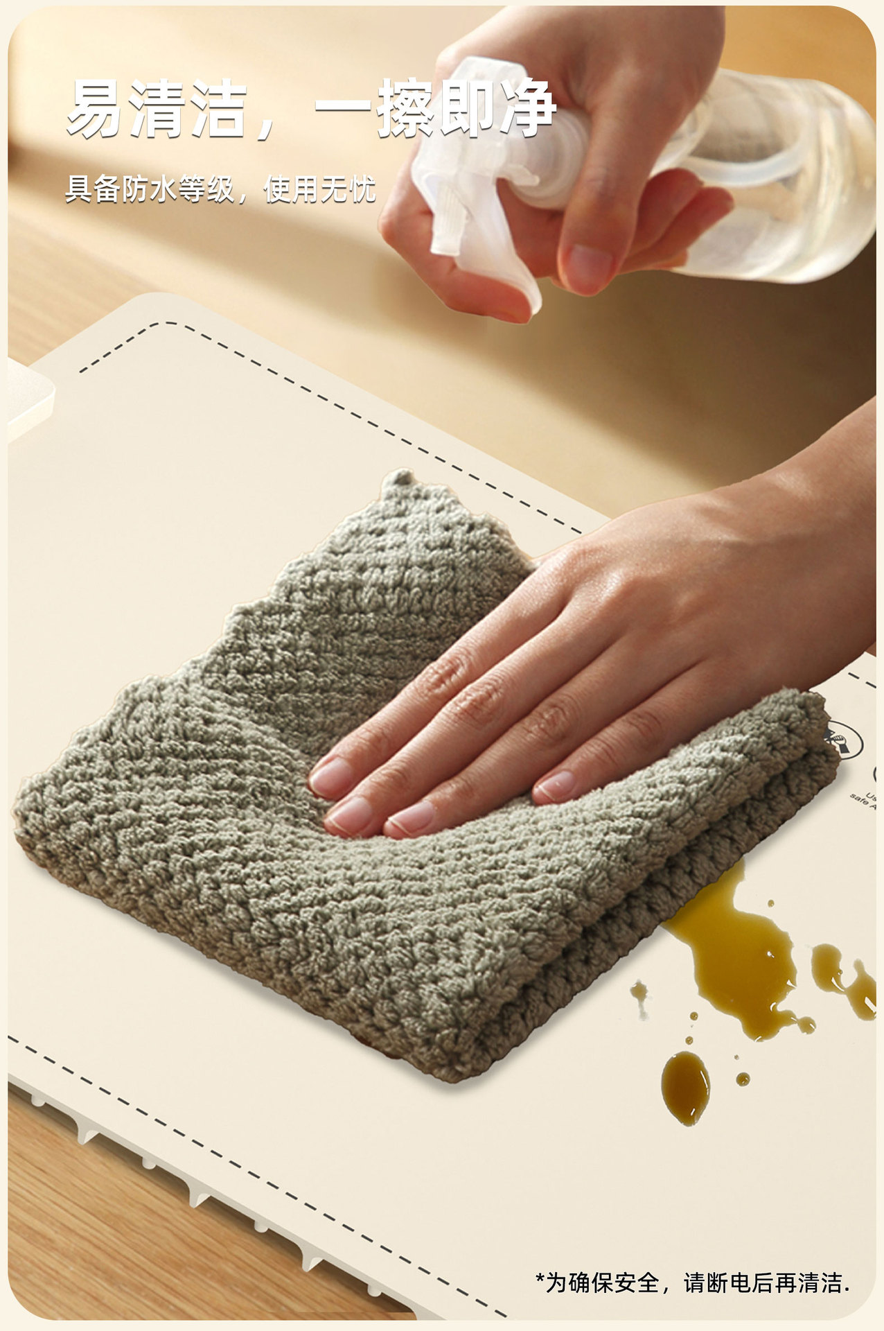 新款智能保温暖菜板 家用多功能暖菜垫 餐桌加热垫 巧克力色 厂家直销跨境批发详情8