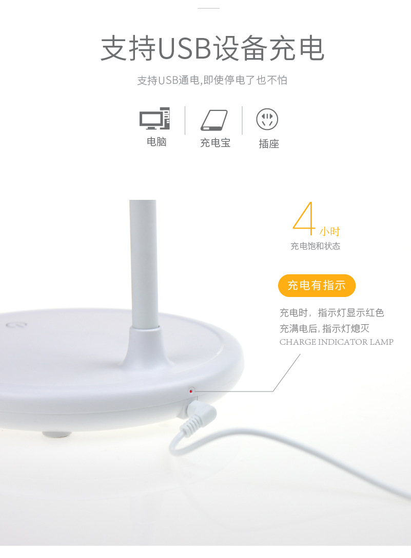 Modern Nordic folding USB charging LED table lamp, eye-protecting and learning three-tone light intelligent adjustment home bedside lamp pic 10