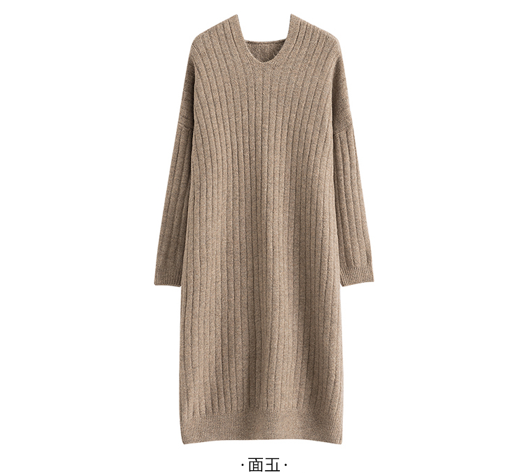 卫衣裙女秋冬连帽加厚长款毛衣裙过膝大衣内搭打底针织连衣裙宽松详情3