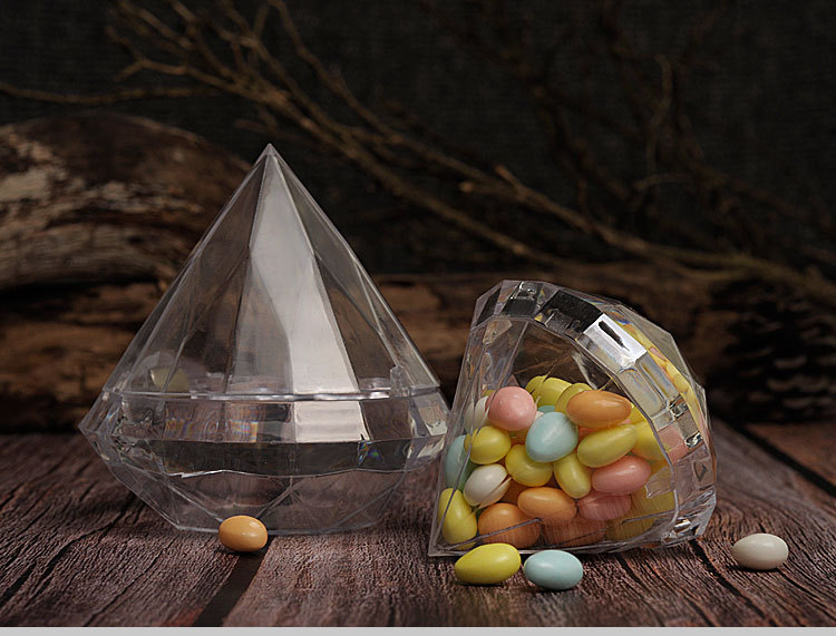 婚庆产品食品级婚庆用品创意水晶钻石形状糖果盒 大小号透明塑料喜糖盒详情7