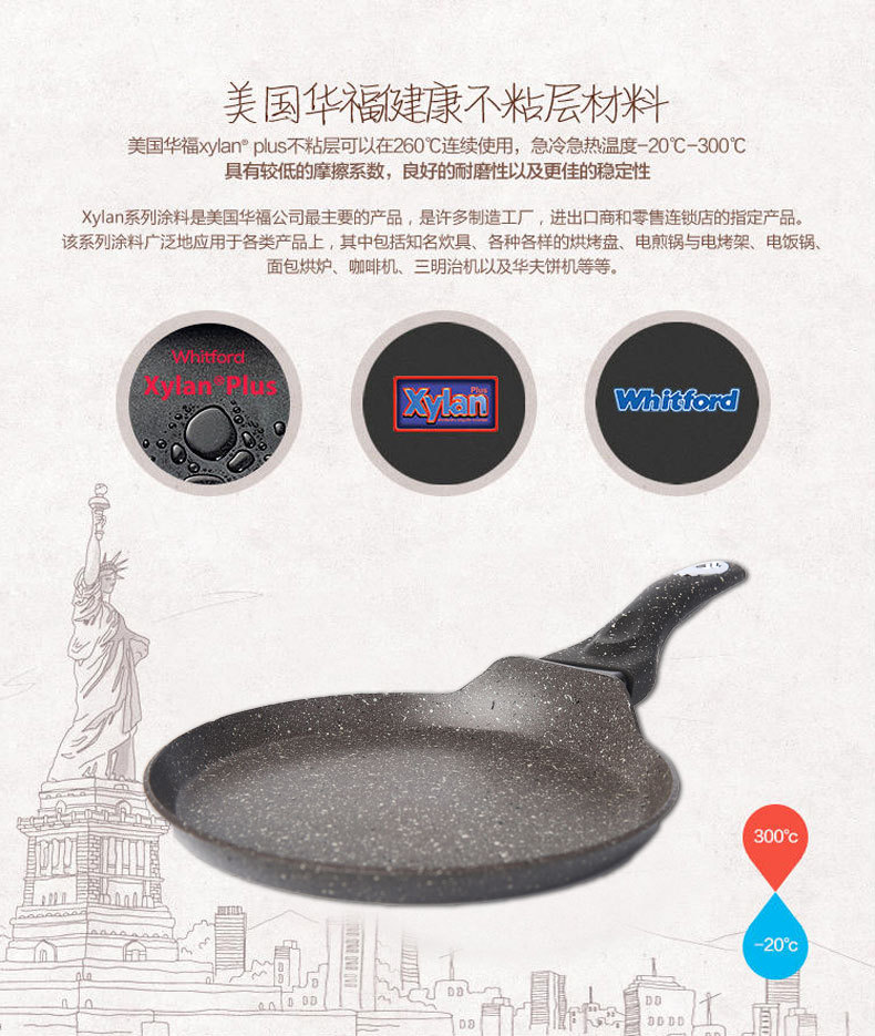 Pizza pan, non-stick pan, rice stone, flat bottom, multi-layered pancake, steak, poached egg, frying pan, household boiler, universal pic 5