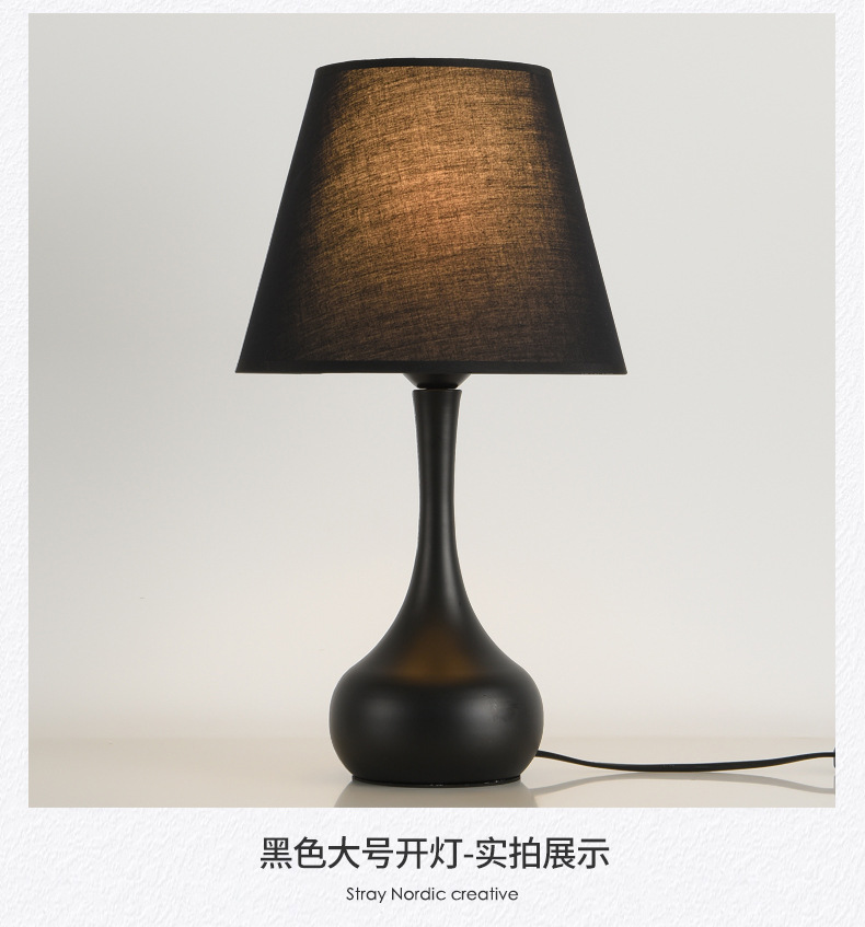 Cross-border fabric bedside lamp, Nordic retro bedside lamp, high-end and warm atmosphere night light pic 17