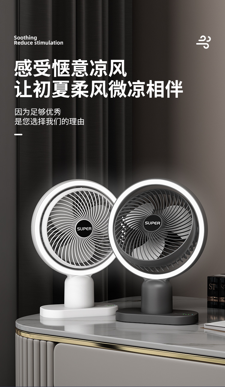 新款桌面小风扇迷你便携充电大风力usb家用台式风扇礼品一件代发详情4