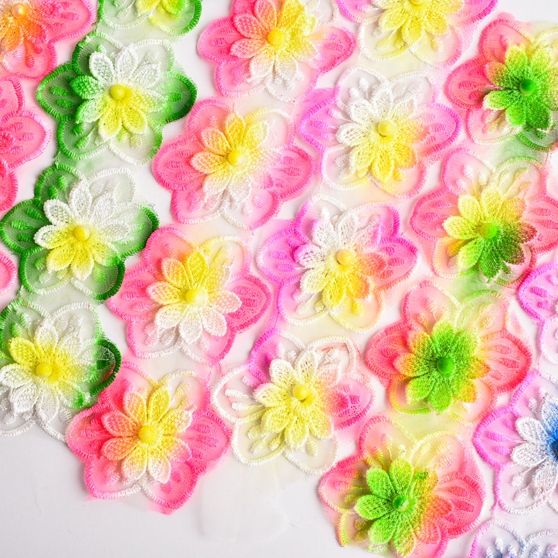 Colorful sequined cotton thread pure cotton water-soluble lace flower cutout diy lace ethnic minority clothing pic 25