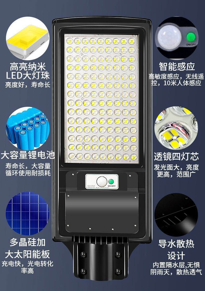 惠民新款太阳能灯庭院灯户外灯家用室内外一体化新农村路灯照明灯详情36