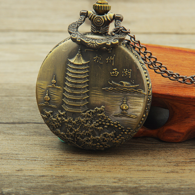 Chinese-style retro bronze-colored large pocket watches, tourist attraction souvenirs, old-fashioned hanging watches, gift watches wholesale pic 13