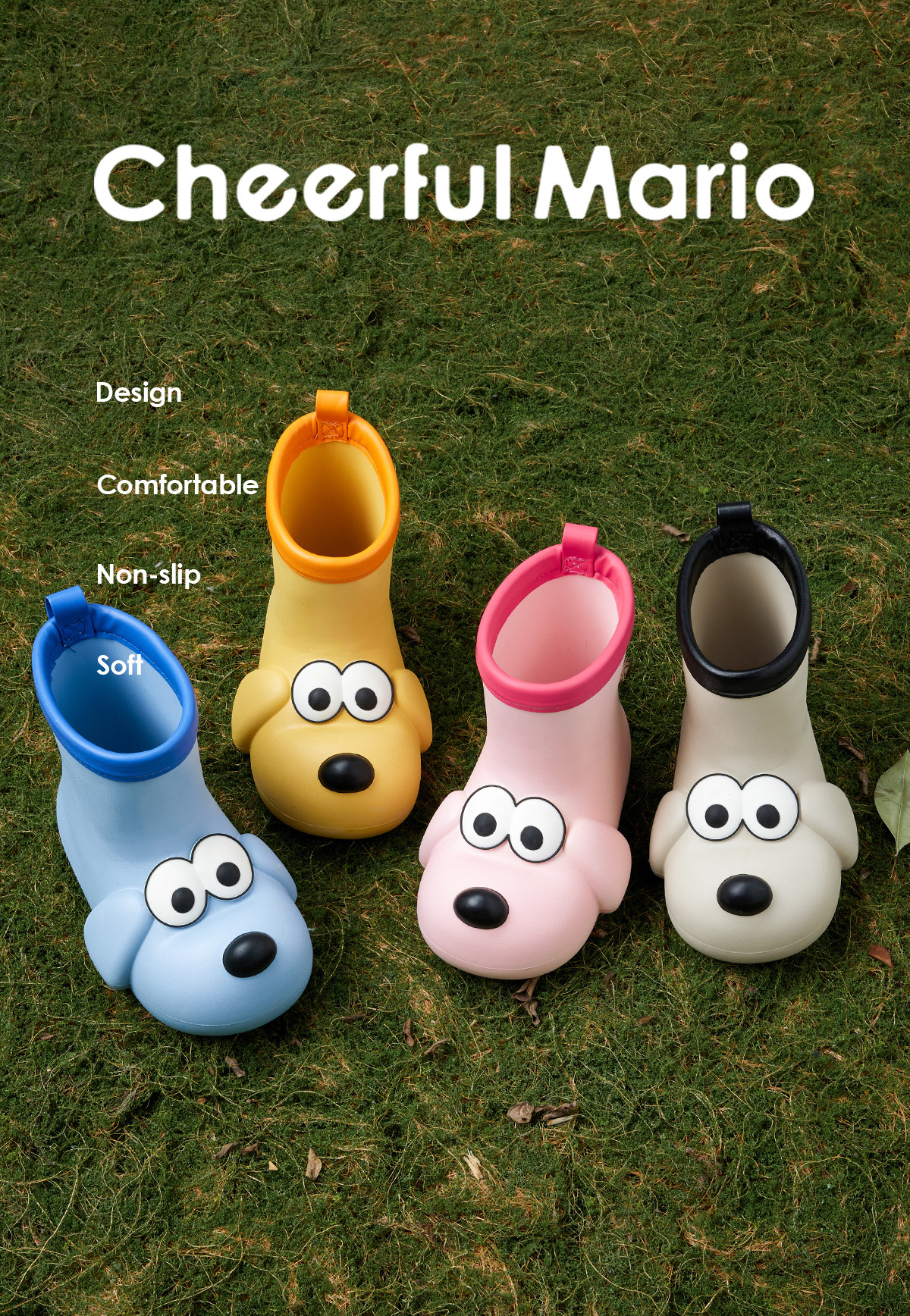 幸福玛丽儿童雨鞋男孩卡通可爱防滑防水宝宝女童水鞋户外中筒雨靴详情4