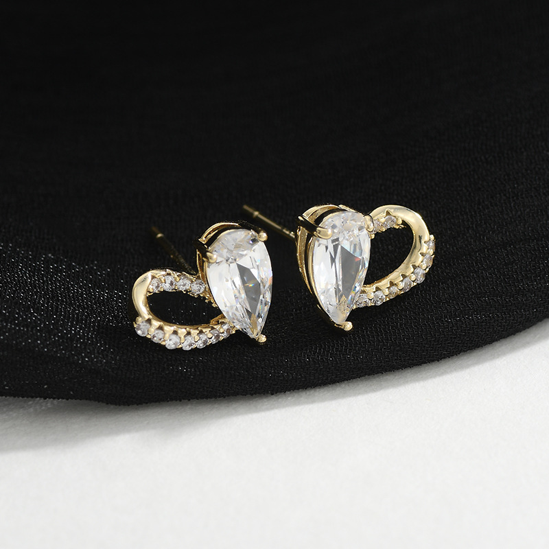 韩国东大门气质耳钉女S925银针小众设计感爱心耳饰品简约百搭耳坠详情6