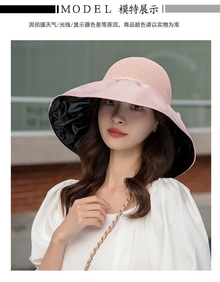 新款帽子女夏季遮阳帽可爱运动韩版防晒帽uv防晒蝴蝶结渔夫帽批发详情15