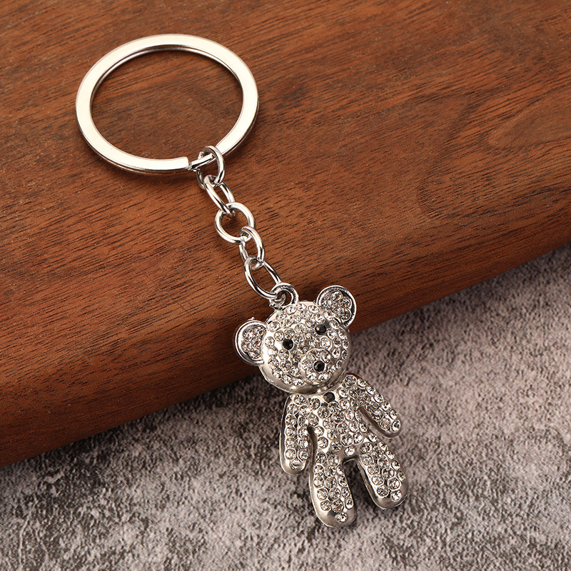 Factory direct sales, online bestsellers, diamond-encrusted bear keychain pendants wholesale, customizable design styles available, shipping on delivery pic 3