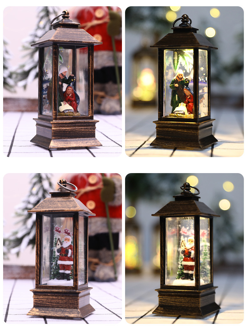 Cross-border Christmas wind lanterns, portable oil lamps for the elderly, hotel table ornaments, Christmas tree scene decoration props pic 8