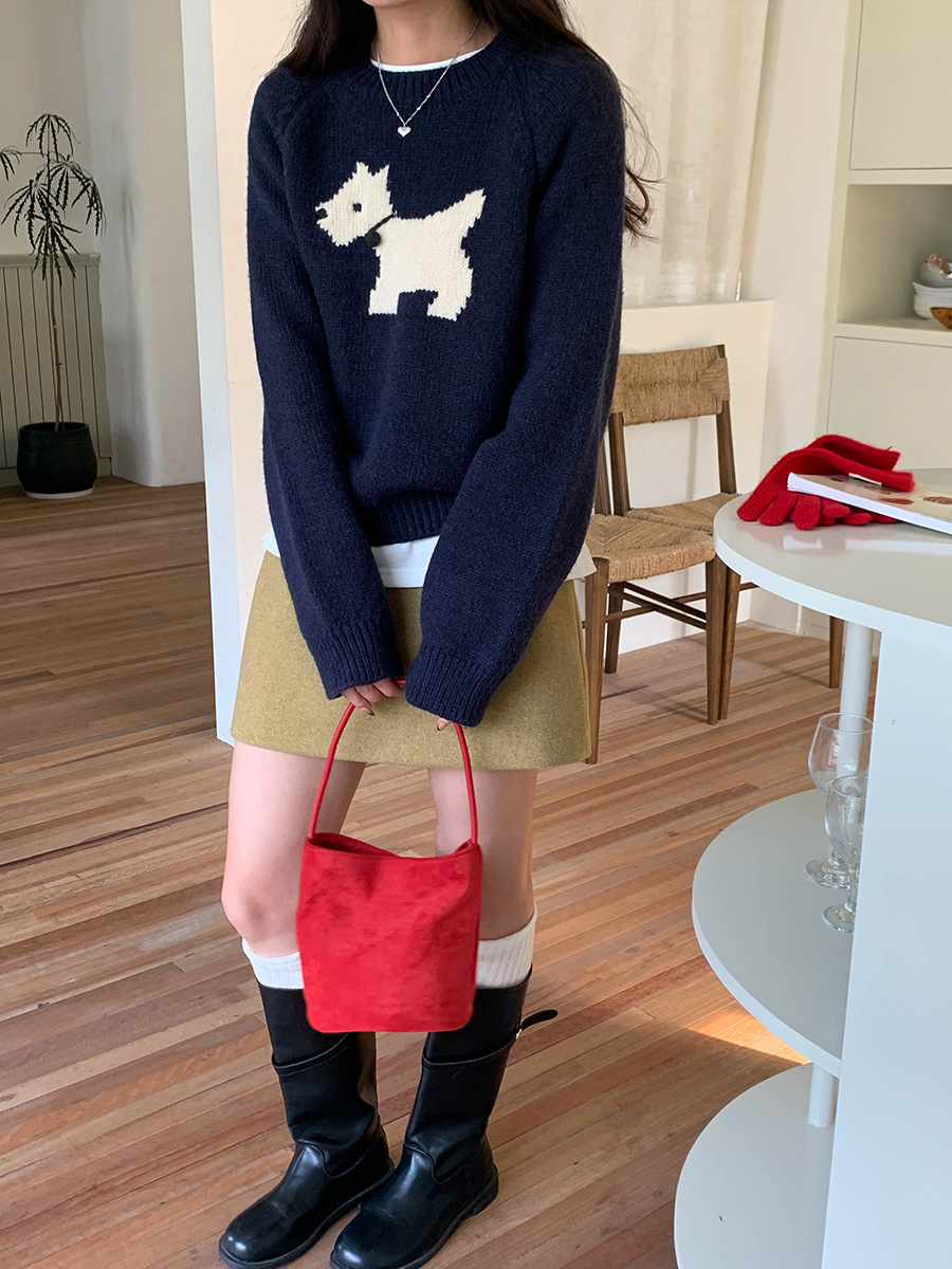 3th Morning North Island Park Korean Style Youthful Dog Embroidered Round Neck Pullover Sweater ZY2381 pic 77