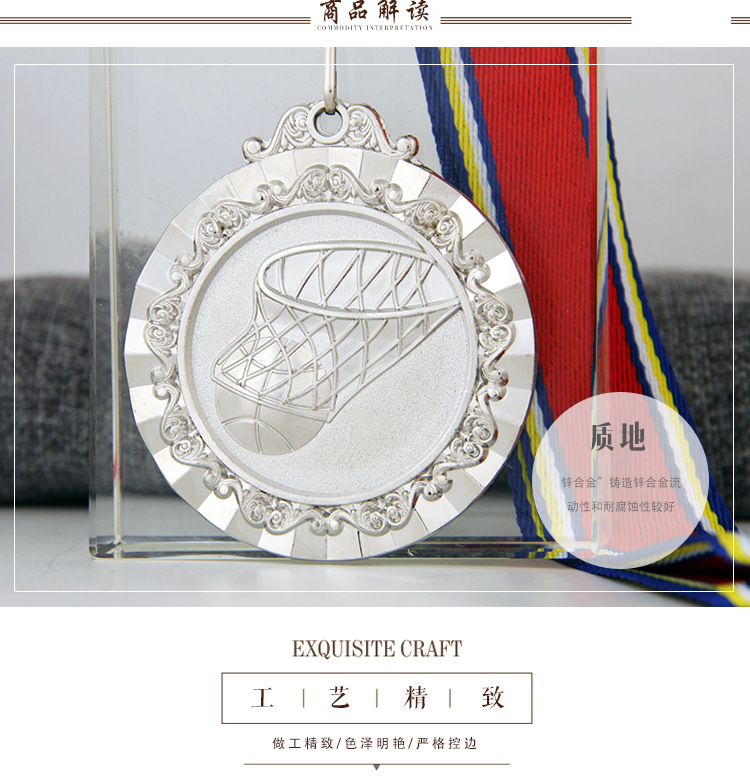 篮球比赛奖牌体育金银铜勋章校园运动会俱乐部比赛奖牌厂家批发详情4