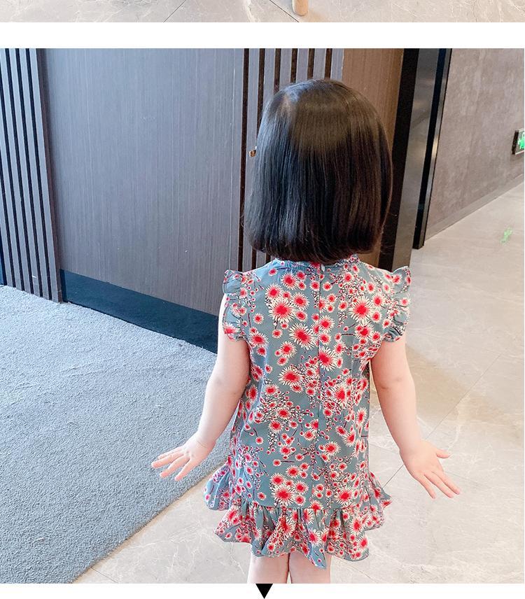 女宝宝改良旗袍连衣裙夏装儿童中国风短袖公主裙小童碎花裙子详情19