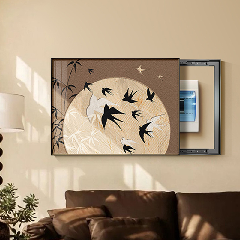 中古风餐厅电表箱装饰画复古客厅电闸箱遮挡壁画客厅电源开关挂画详情5